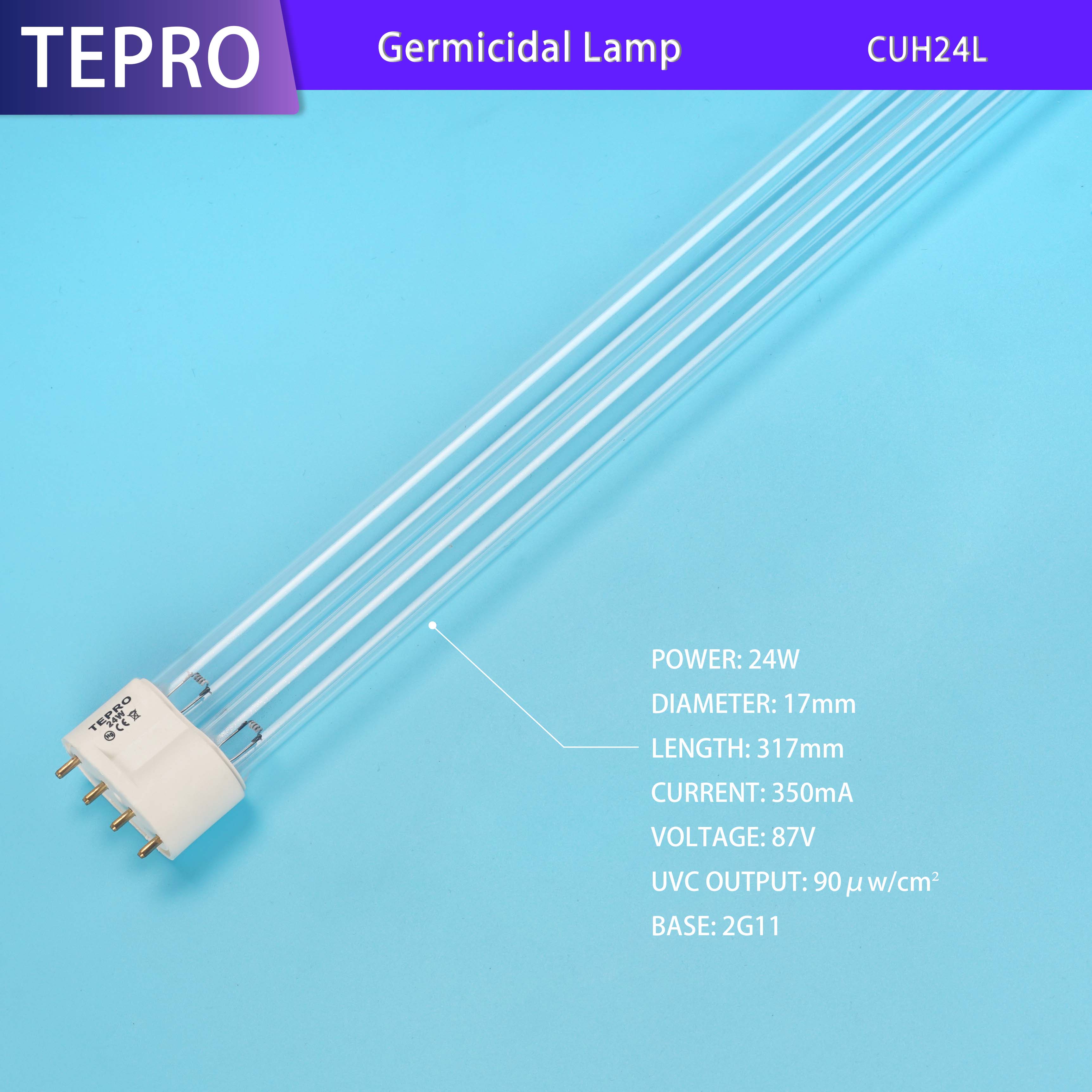 Hot Sale Ultraviolet Lamp 24w Ce Iso Cuh24l Tepro