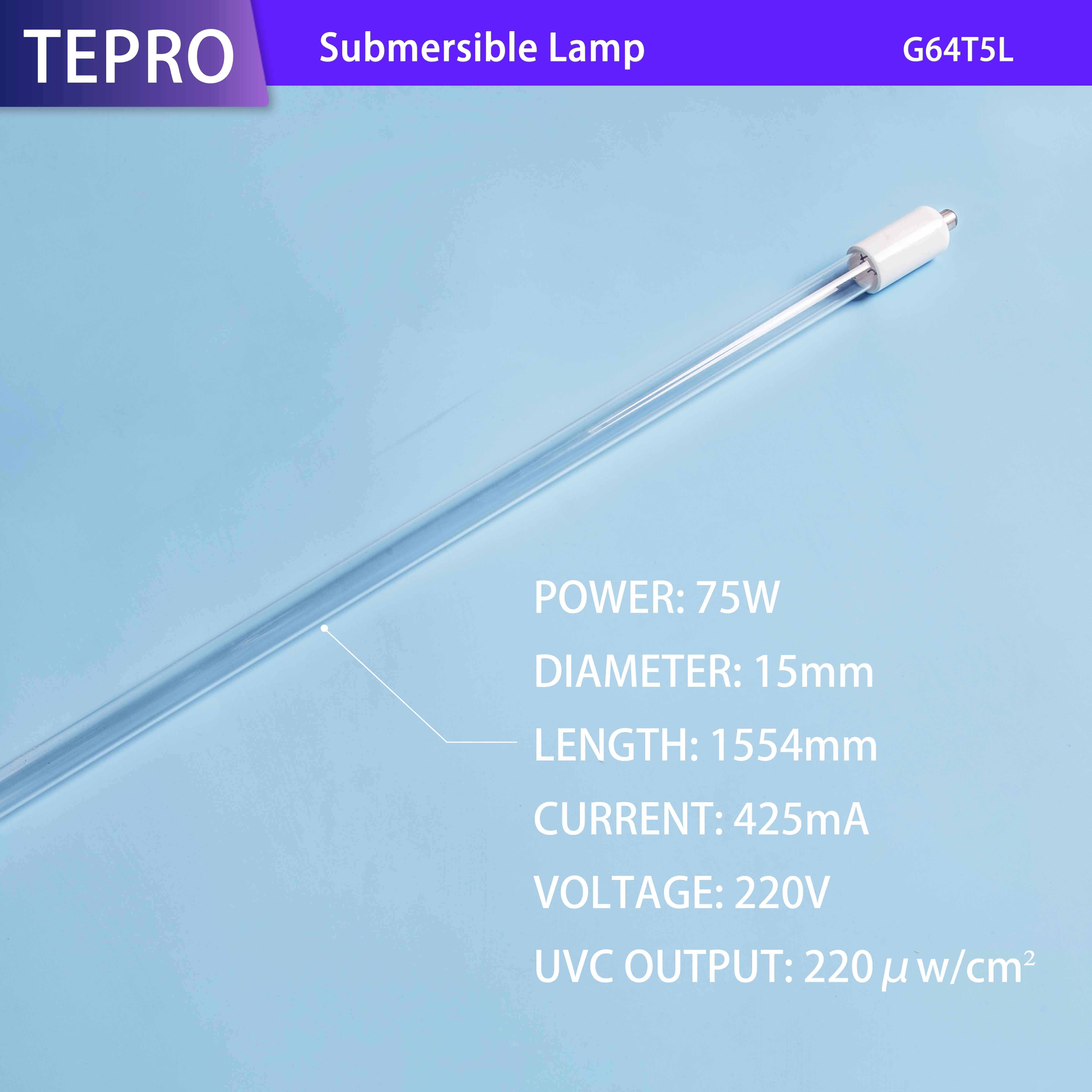 Fast Start Ultraviolet Sterilization Lamp T5 15mm 75W G64T5L