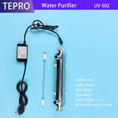 Uv Water Purifier For RO System 0.45Tons/h  2GPM UV-S02