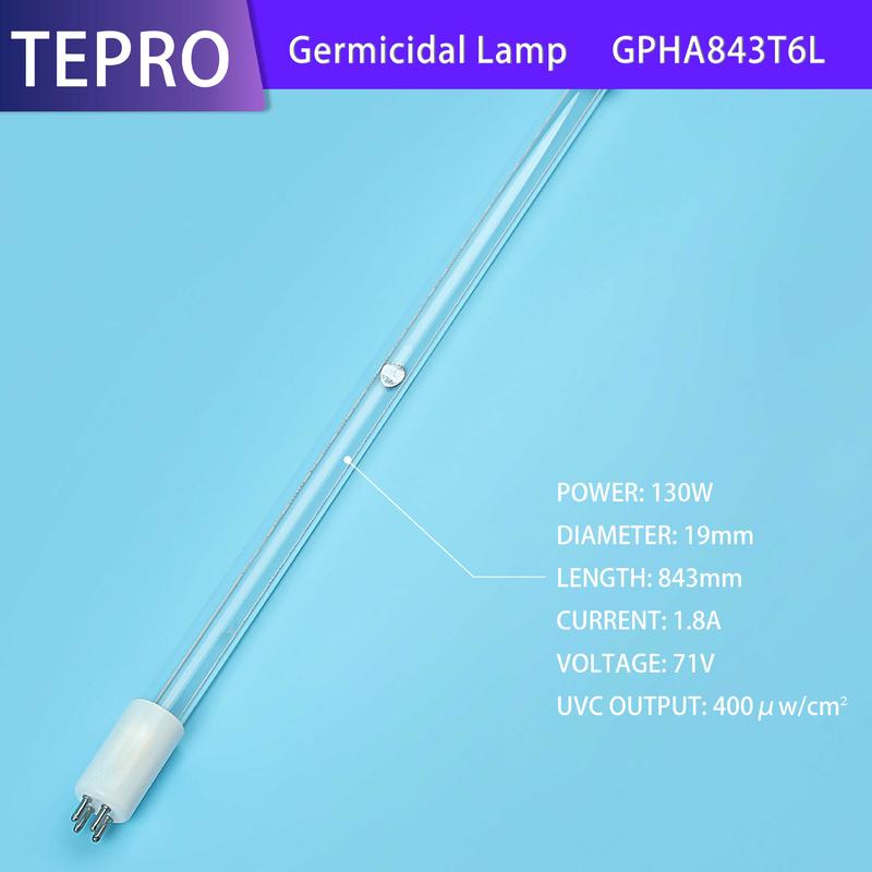 130W Amalgam Germicidal UV Light For Open Channel GPHA843T6L