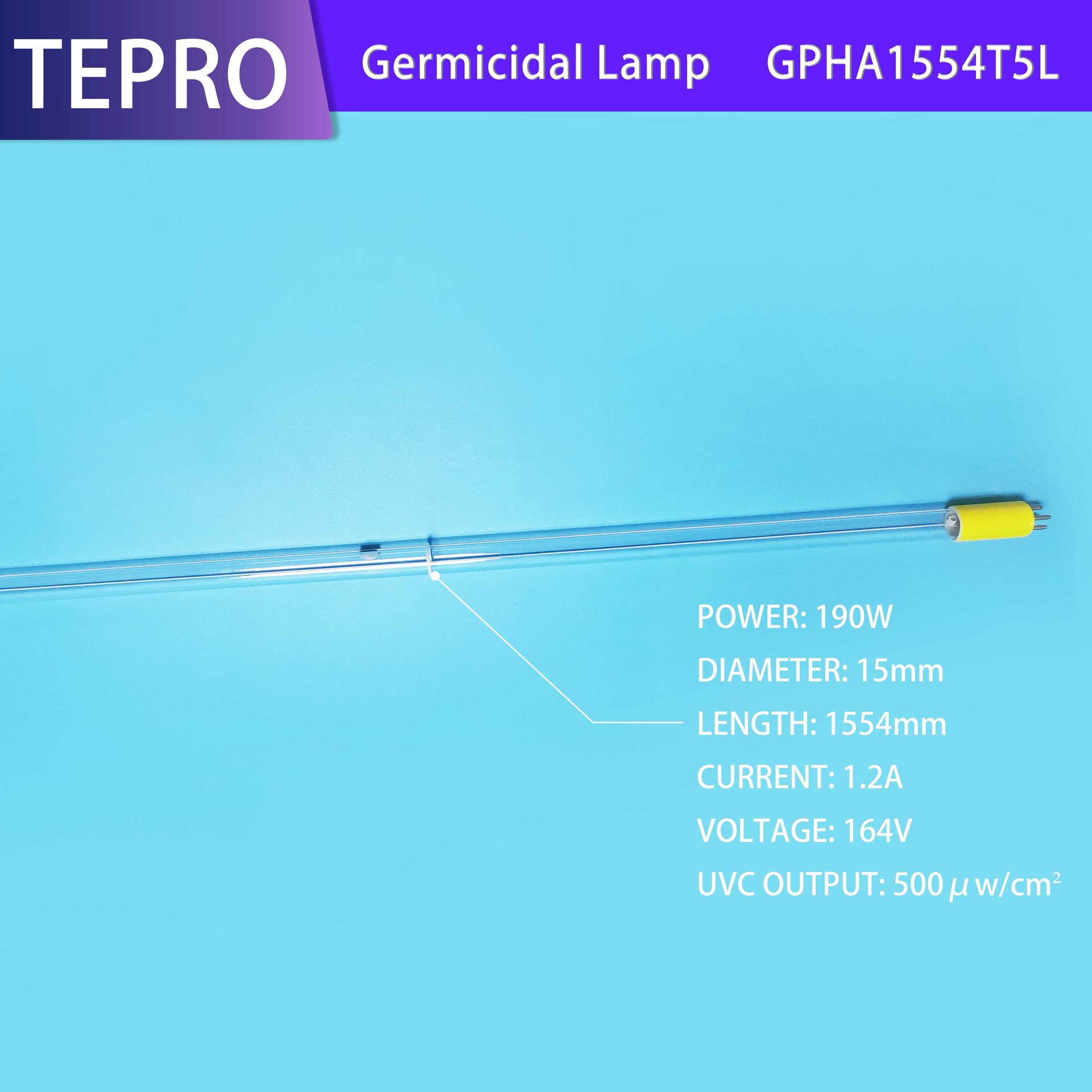 190W UVC Germicidal Amalgam Lamp  T5 GPHA1554T5L