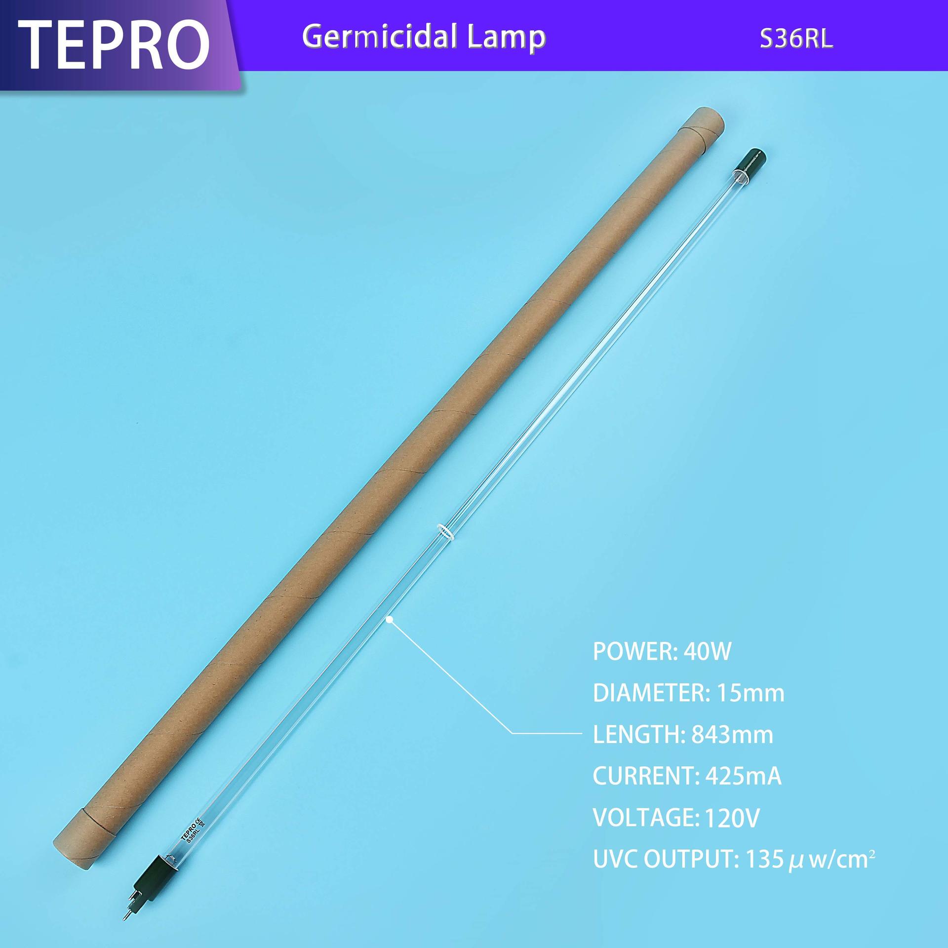 Replacement Uv Disinfection Lamp Good Quality Material Quartz Glass S36RL