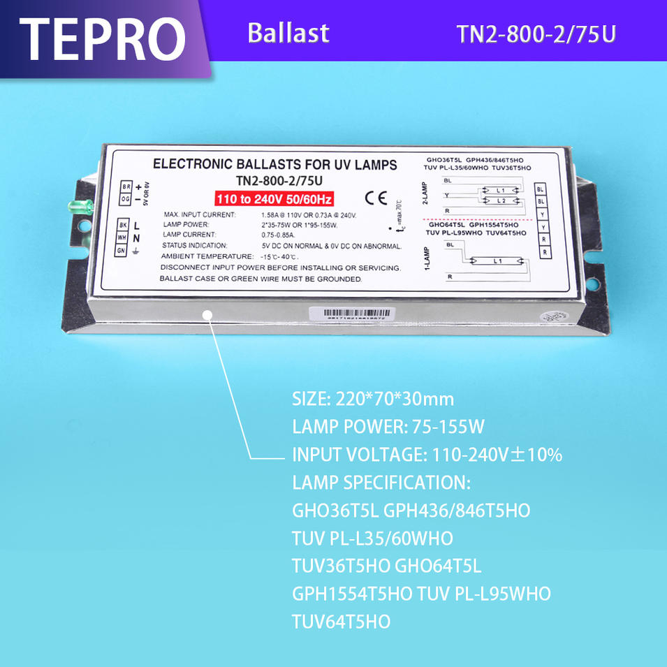 Infrared Heat Lamp Electronic Ballast 110/220V TN2-800-2/75U